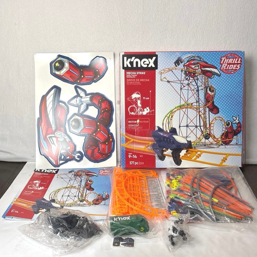 K'NEX Mecha Strike Thrill Rides Motorized Roller Coaster Building Set 577pc New